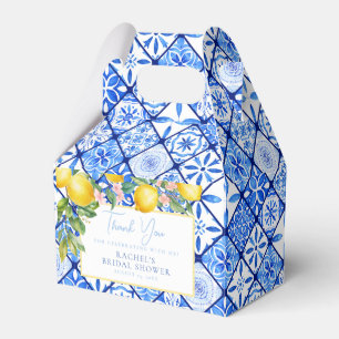 Mediterranean Lemons Blue Tiles Bridal Shower Favour Box