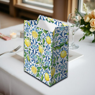 Mediterranean Lemons Blue Tiles Medium Gift Bag