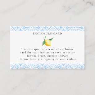 Mediterranean Lemons Bridal Shower Enclosure Card
