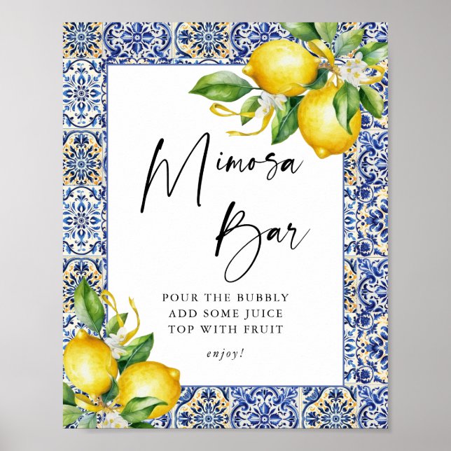 Mediterranean Lemons Bridal Shower Mimosa Bar Sign (Front)