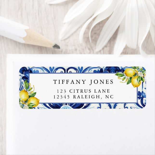Mediterranean Lemons Bridal Shower Return Address (Insitu)