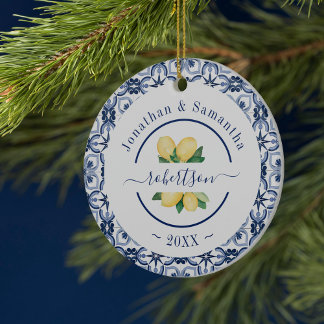 Mediterranean Lemons Family Ceramic Tree Decoration