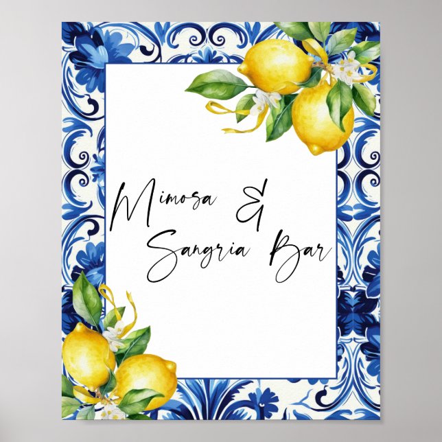 Mediterranean Lemons Mimosa Sangria Bar Sign (Front)