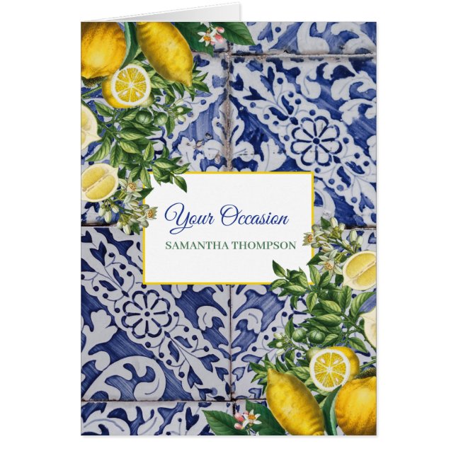 Mediterranean Lemons Summer Portuguese Tiles  (Front)