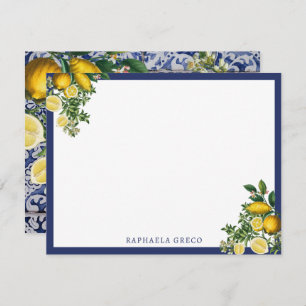 Mediterranean Lemons Summer Portuguese Tiles  Card