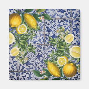 Mediterranean Lemons Summer Portuguese Tiles Magnet