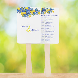 Mediterranean-Lemons-Wedding Program Hand Fan