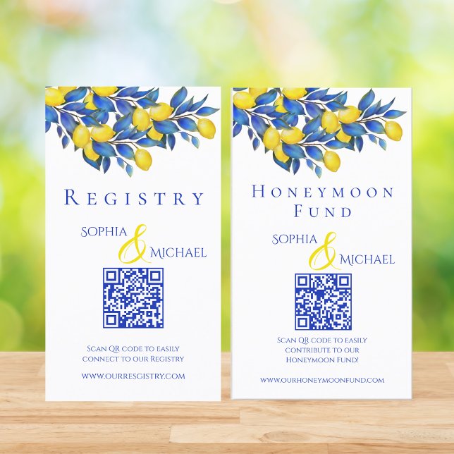 Mediterranean-Lemons-Wedding Registry-Honeymoon Business Card (Lomons- Mediterranean Wedding Registry-Honeymoon )