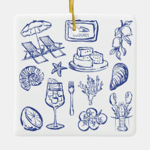 Mediterranean Life Outline Ceramic Ornament