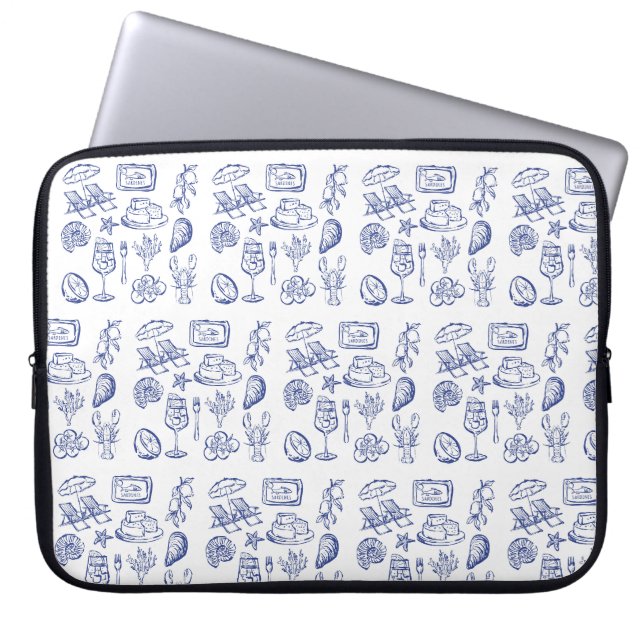 Mediterranean Life Outline Laptop Sleeve (Front)