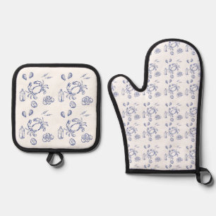 Mediterranean Life Outline Oven Mitt & Pot Holder Set