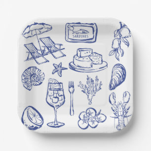 Mediterranean Life Outline Paper Plate