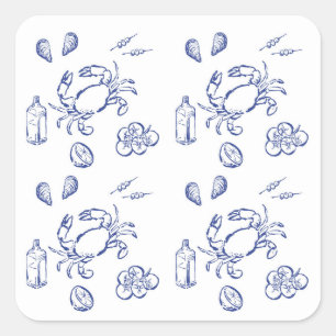 Mediterranean Life Outline Square Sticker
