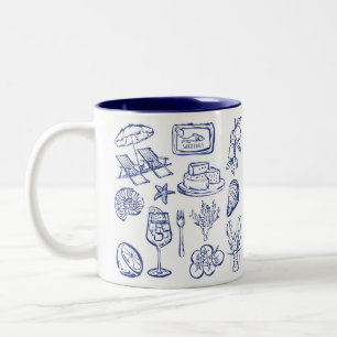  Mediterranean Life Outline Two-Tone Coffee Mug