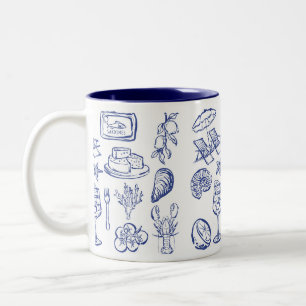 Mediterranean Life Outline Two-Tone Coffee Mug