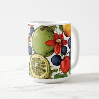 Mediterranean Limes, Lemons and Flowers. Painted Coffee Mug
