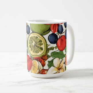Mediterranean Limes, Lemons and Flowers. Painted Coffee Mug