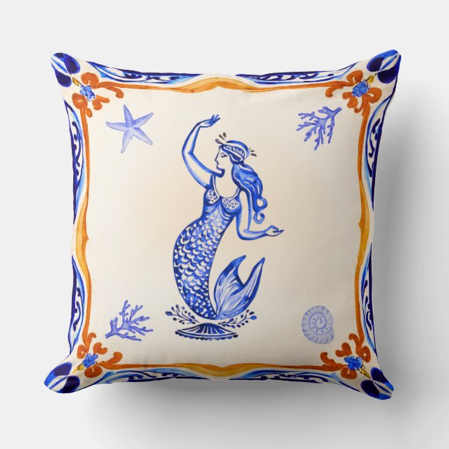 Mediterranean Mermaid Cushion (Front)