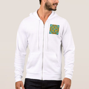 Mediterranean Moroccan Tile Pattern Blue and Gold Hoodie