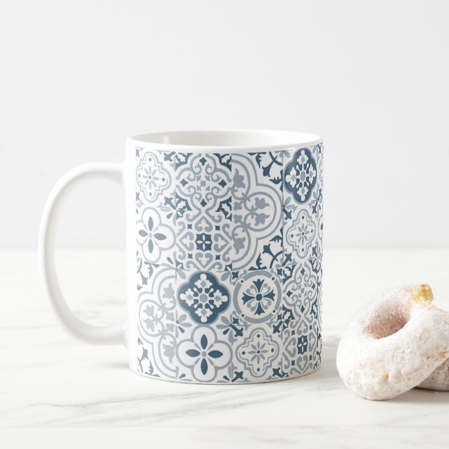 Mediterranean Moroccan Tile pattern Coffee Mug (With Donut)