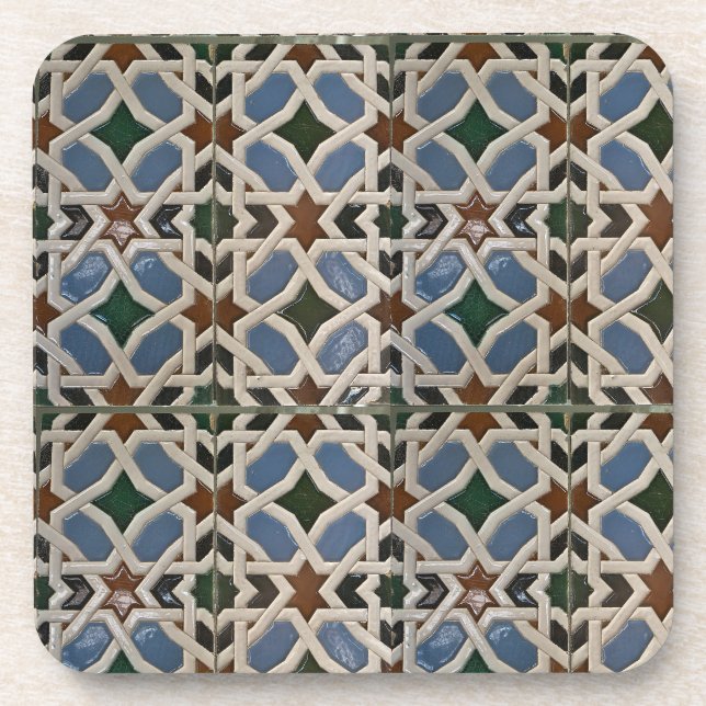 Mediterranean Mosaic Blue Green Coaster (Front)