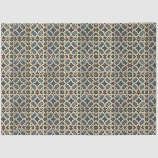 Mediterranean Mosaic Blue Green Decoupage Tissue P Paper (Front)