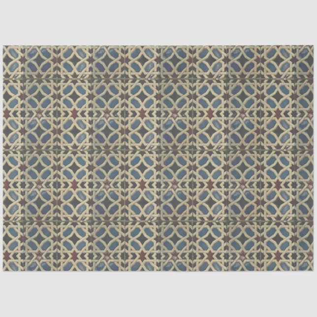 Mediterranean Mosaic Blue Green Decoupage Tissue P Tissue Paper (Front)