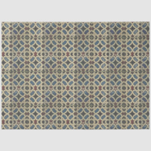 Mediterranean Mosaic Blue Red Decoupage Tissue Paper