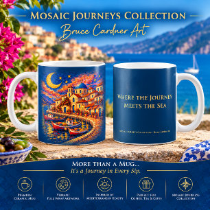Mediterranean Mosaic Fishing Village Coffee Mug