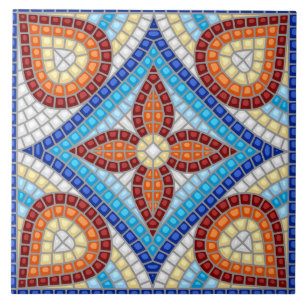 Mediterranean Mosaic Floral Pattern Tile