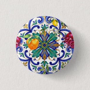 Mediterranean Mosaic lemon fruit  3 Cm Round Badge