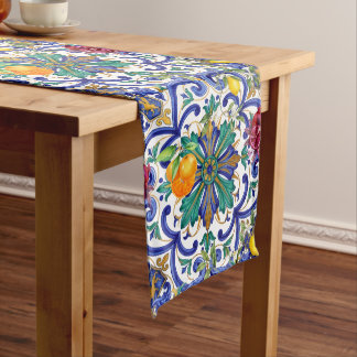 Mediterranean Mosaic lemon fruit  Medium Table Runner