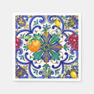 Mediterranean Mosaic lemon fruit  Napkin