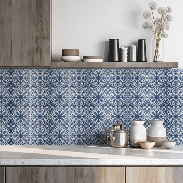 Mediterranean Navy Blue White Modern Tile (Creator Uploaded)