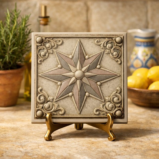 Mediterranean Neutral Star Tuscan Decor Tile (Creator Uploaded)