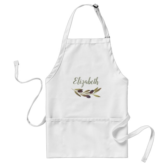 Mediterranean Olive Branch Custom Name Standard Apron (Front)