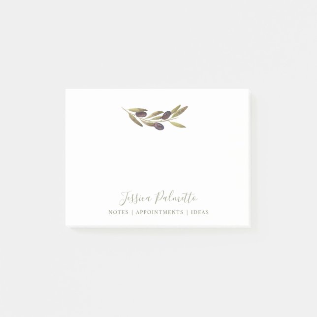 Mediterranean Olive Branch Personalised Post-it Notes (Front)