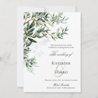 Mediterranean Olive Branch Wedding Invitation