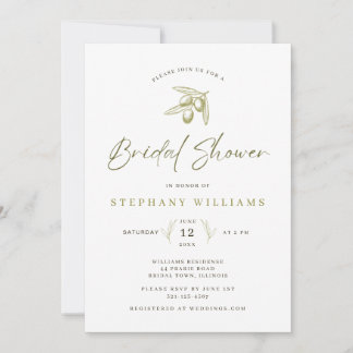 Mediterranean Olive Bridal Shower Invitation 