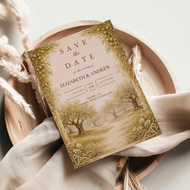 Mediterranean Olive Grove Countryside Wedding Save The Date (Creator Uploaded)