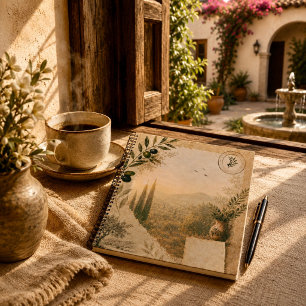 Mediterranean Olive Grove Sunrise Collage Notebook
