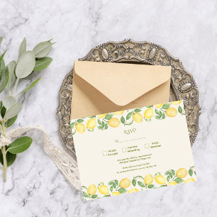 Mediterranean Olive Lemon Modern Wedding RSVP Card