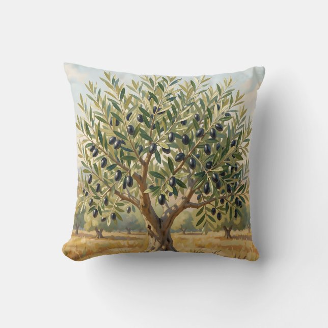 Mediterranean Olive Tree Landscape  Cushion (Front)