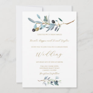 Mediterranean Olive wedding invitation