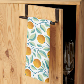 Mediterranean Orange & Teal Botanical Tea Towel
