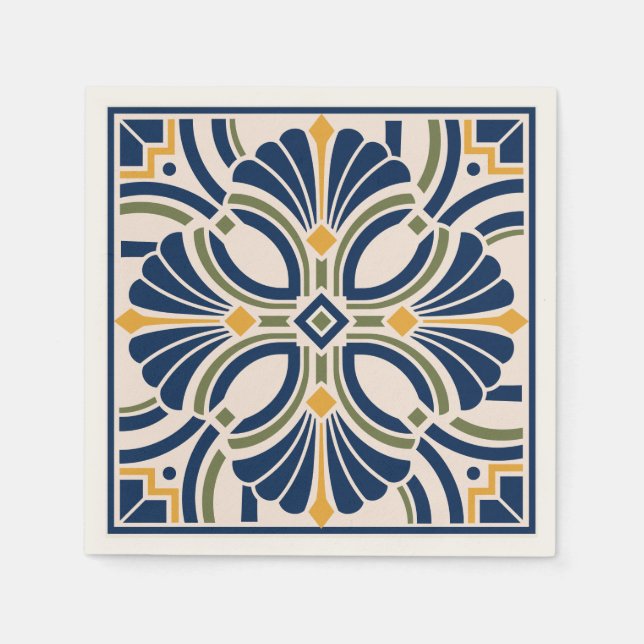 Mediterranean Ornamental Tile Napkin (Front)