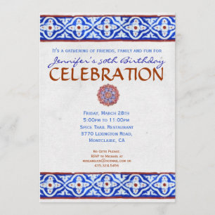 Mediterranean Party Invitation - Painted Tile Blue