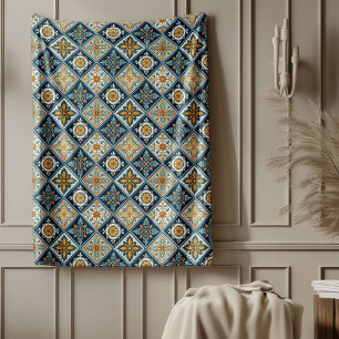 Mediterranean Patterned Blanket Beachy Home