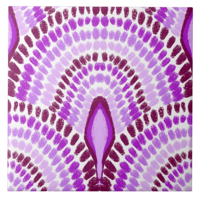 Mediterranean Pink Mosaic-Hand-Painted Scallops Tile (Front)