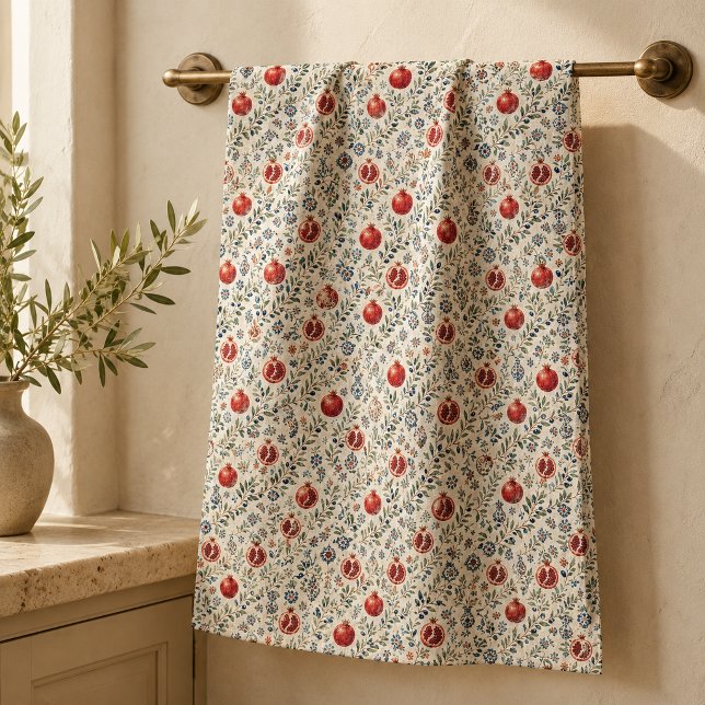 Mediterranean Pomegranate Olive Branch Kitchen Tow Tea Towel (Creator Uploaded)